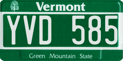 VT license plate YVD585