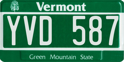 VT license plate YVD587