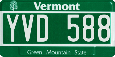 VT license plate YVD588