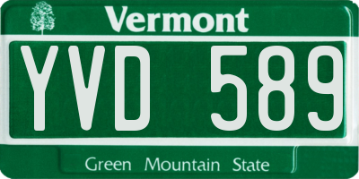 VT license plate YVD589