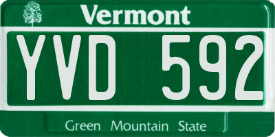 VT license plate YVD592