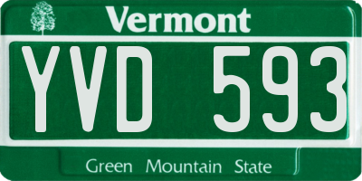 VT license plate YVD593