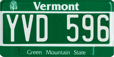 VT license plate YVD596
