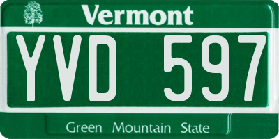 VT license plate YVD597