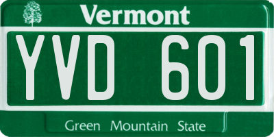 VT license plate YVD601