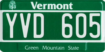 VT license plate YVD605