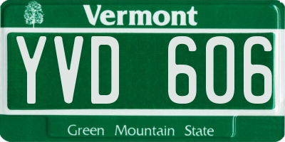 VT license plate YVD606