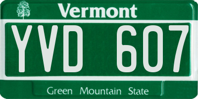 VT license plate YVD607
