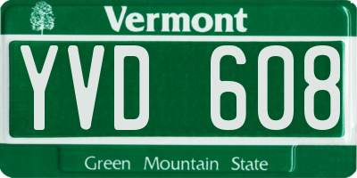 VT license plate YVD608
