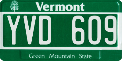 VT license plate YVD609