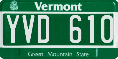 VT license plate YVD610