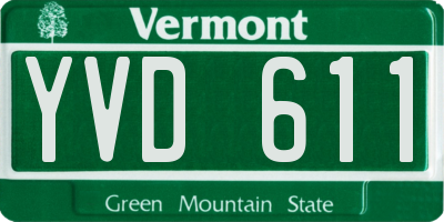 VT license plate YVD611