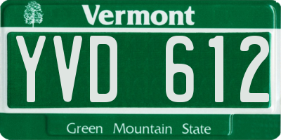 VT license plate YVD612