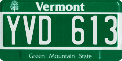 VT license plate YVD613