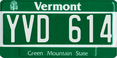 VT license plate YVD614