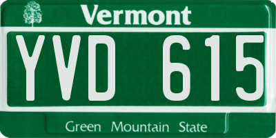 VT license plate YVD615