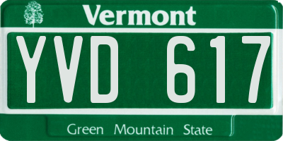 VT license plate YVD617