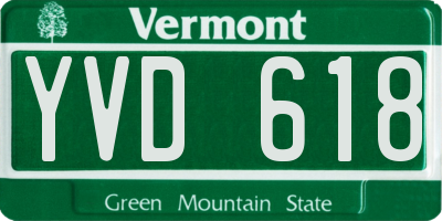 VT license plate YVD618