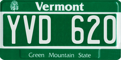 VT license plate YVD620