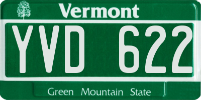 VT license plate YVD622