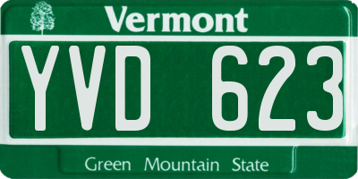VT license plate YVD623