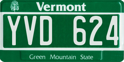 VT license plate YVD624