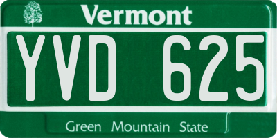 VT license plate YVD625