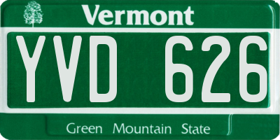 VT license plate YVD626