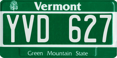 VT license plate YVD627