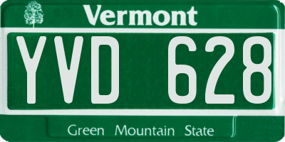 VT license plate YVD628