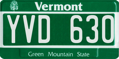 VT license plate YVD630