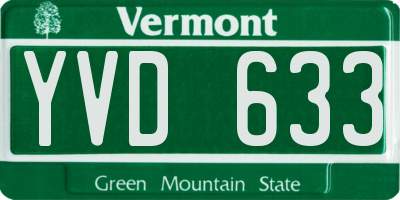 VT license plate YVD633