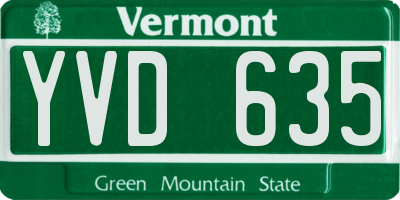 VT license plate YVD635