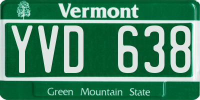 VT license plate YVD638