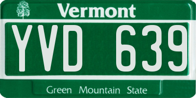 VT license plate YVD639
