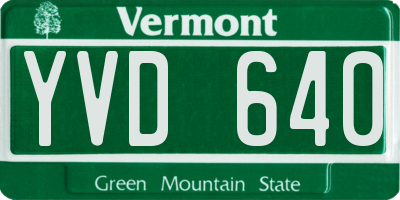 VT license plate YVD640
