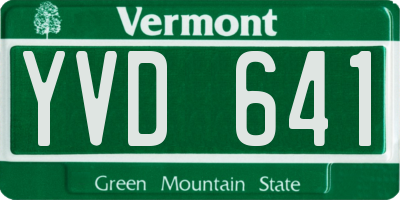 VT license plate YVD641