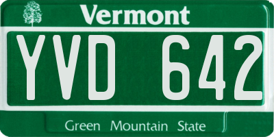 VT license plate YVD642