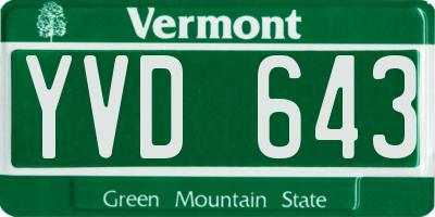 VT license plate YVD643