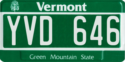 VT license plate YVD646