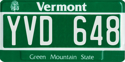 VT license plate YVD648