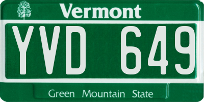 VT license plate YVD649