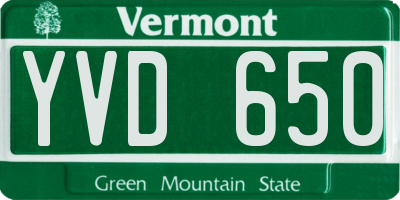 VT license plate YVD650