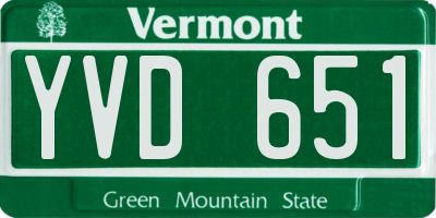 VT license plate YVD651