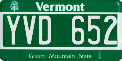 VT license plate YVD652