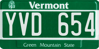 VT license plate YVD654