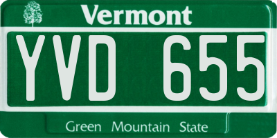 VT license plate YVD655