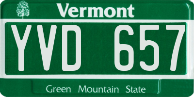 VT license plate YVD657
