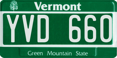 VT license plate YVD660