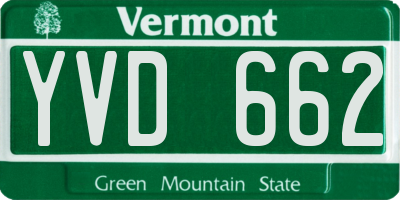 VT license plate YVD662